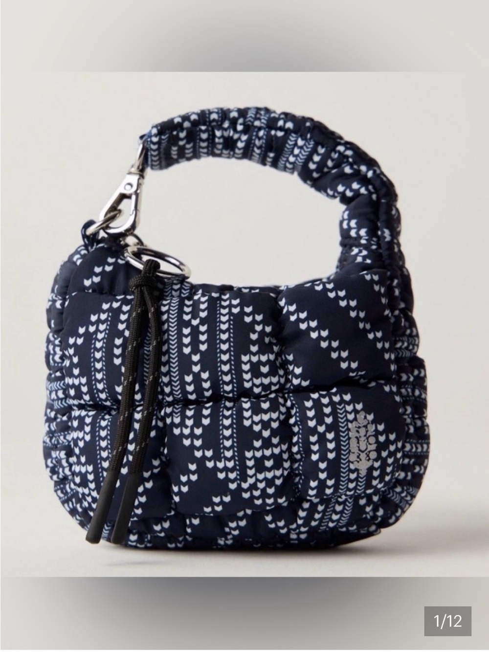 FP Movement Printed Navy Micro Pouch with White Pattern Chevron stitch NWT